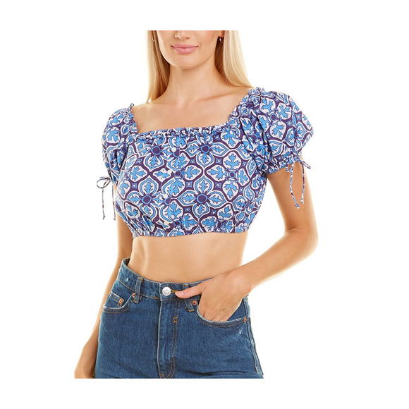 Celina Moon Short Sleeve Crop Top Women's Size‎ Small - Picture 1 of 7